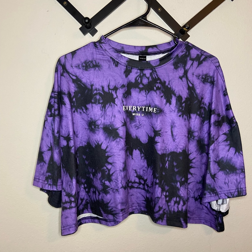 shein, purple, tie-dye crop top XL